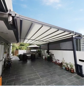 Volets en aluminium de qualité industrielle, avec volets latéraux coupe-vent, pour pergola extérieure, auvent durable en alliage d'aluminium. - Product Image 3