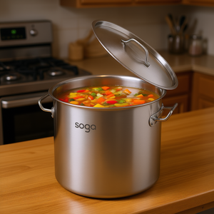 Pentola Soga 25L in acciaio inox 18/10 di grande capacità con coperchio per zuppe e brodo - Product Image 2