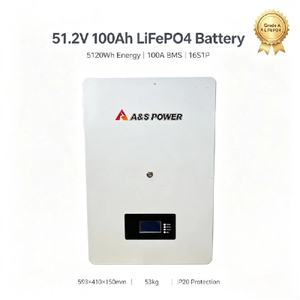 แบตเตอรี่เก็บพลังงานภายในบ้าน LiFePO4 51.2V 100Ah 10kWh ระบบพลังงานแสงอาทิตย์ติดผนัง IP20 16S1P - Product Image 1
