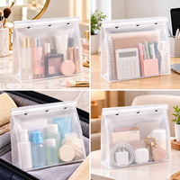 Pochette de rangement autoportante en PVC givré avec fermeture à pression, taille personnalisée, pour cosmétiques, papeterie et voyage