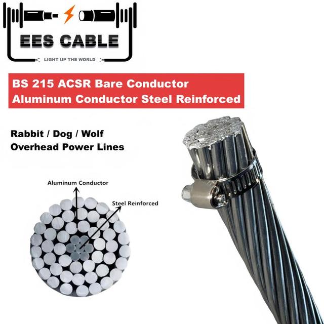 BS 215 ACSR Aluminum Bare Conductor 25/50/100/150mm 1kV for Barbados Power Distribution Transmission Lines