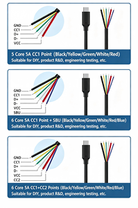 Cavo Pigtail USB-C Maschio a Estremità Libera 4/5/6 Fili 5A, Cavo USB-C con Fili Nudi per Progetti Fai-da-te, Test R&D e Saldatura - Product Image 6
