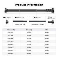 ARODDY Tringle à Rideaux Extensible Robuste en Métal Anti-Affaissement de 32 mm, Sans Perçage, Micro-Ajustable, 62,9-118,1 Pouces, pour Plus de 1300 Clients