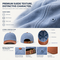 Casquette de baseball en faux daim bicolore en stock, vente en gros, casquette vierge pour marques de streetwear et activités de plein air