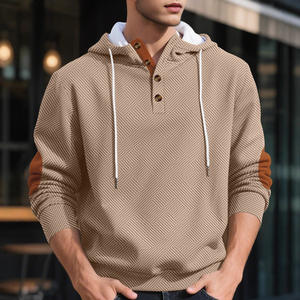 Sweat-shirt épais pour homme à col <span class=keywords><strong>Henry</strong></span> ample et à capuche en jacquard - Product Image 1