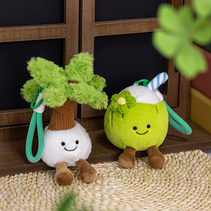 Porte-clés en peluche Palmier de coco et Coffre au trésor, Jouet compressible apaisant taille palmier, Pendentif de sac, Compagnon anti-stress - Product Image 3
