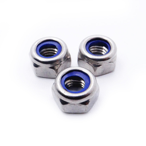 Écrou de blocage hexagonal M5 A2 en acier inoxydable avec <span class=keywords><strong>insert</strong></span> en nylon bleu, anti-desserrage, pour assemblage mécanique - Product Image 2