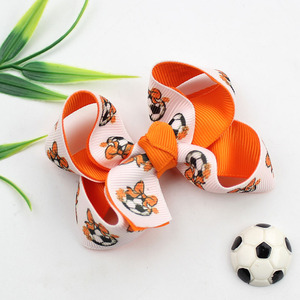 Fermagli per capelli con fiocco stampato <span class=keywords><strong>calcio</strong></span> bianco e nero, in tessuto a doppia costura, per ragazze, accessori per capelli - Product Image 6