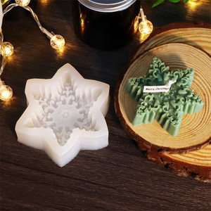 Moule en silicone flocon de neige de Noël pour bougies, gypse, résine époxy, <span class=keywords><strong>cire</strong></span> fondue, DIY, décoration intérieure - Product Image 3