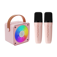 Machine de karaoké pour enfants P17, portable, sans fil, avec deux microphones, lumière RGB, pour fêtes à domicile, chant, cadeau, mini-enceinte