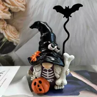 Figurine de gnome d'Halloween personnalisée en polyrésine, décoration de sorcière, squelette, citrouille, faite à la main, pour la maison et les fêtes