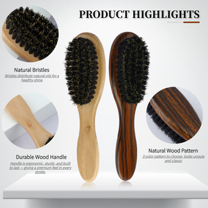 Brosse à raser incurvée à 360° <span class=keywords><strong>en</strong></span> poils de sanglier, vente <span class=keywords><strong>en</strong></span> gros, brosse à cheveux <span class=keywords><strong>en</strong></span> <span class=keywords><strong>bois</strong></span> à dos lisse, très vendue, pour hommes/femmes, coiffure élégante sans frisottis - Product Image 4