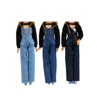 Nouvelles tenues éducatives DIY pour poupées Blythe Supermodel 30CM, pantalon en jean à bretelles, accessoires pour poupées en plastique