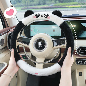 Vente en gros de couverture de volant de voiture en peluche de 38cm pour femmes et filles, panda de dessin animé mignon personnalisé - Product Image 6