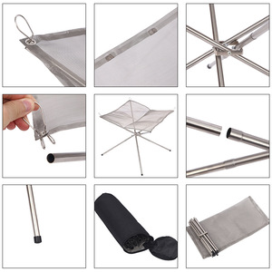 Parrilla portátil ultraligera de acero inoxidable para acampar al aire libre, estufa plegable para hoguera, estante de leña, mesa para quemar al aire libre, barbacoa - Product Image 5