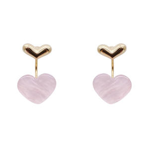 أقراط متدلية على شكل قلب لطيف للنساء مع عقيق وردي ذهبي للشباب أقراط معلقة كورية غير عادية إكسسوارات عصرية - Product Image 6