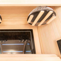 Sauna de Infrarrojos Moderna de Madera Maciza y ABS con Función de Iones Negativos y Panel de Control Táctil con Wifi