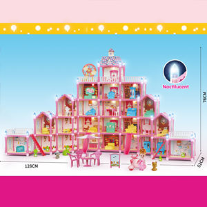 578 pezzi fai da te principessa rosa giocattolo per la <span class=keywords><strong>casa</strong></span> delle bambole accessori per mobili 29 camere Villa di lusso castello <span class=keywords><strong>casa</strong></span> delle bambole Jouets Pour Enfants - Product Image 4