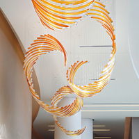 Lustre suspendu en cristal LED personnalisé pour hôtel, villa, escalier, décoration intérieure professionnelle