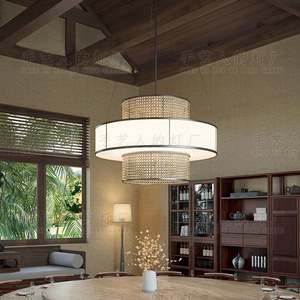 Lustre de style japonais Wabi Sabi, diamètre 60 cm, lumière LED chaude, suspension ronde pour restaurant, café, hôtel, salon. - Product Image 5