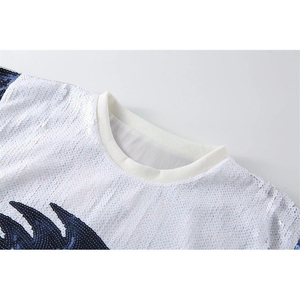 New Style Personalized Bird Head <strong>Sequin</strong> <strong>Top</strong> <strong>Women's</strong> Loose Short Sleeve <strong>Sequin</strong> T-shirt - Product Image 2