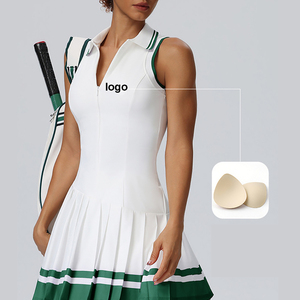 Gaun Tenis Wanita Berkerah Polo Lipit dengan Logo Kustom, Bahan Bernapas Cepat Kering, Dilengkapi Bra Terpadu - Product Image 3