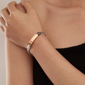 Bracelet d'identité personnalisé en acier inoxydable avec croix religieuse, plaque métallique vierge, chaîne <span class=keywords><strong>gourmette</strong></span>, ensemble de bijoux romantiques pour couples, vente en gros - Product Image 5