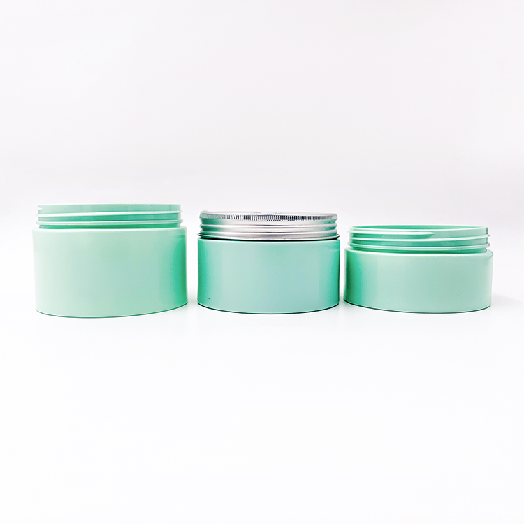 Yueyi Hot Sell 200ml 250ml 300ml Green Cosmetic Packaging Cream Double Wall Jars Pet Cosmetic Jars Pots Cosmetiques