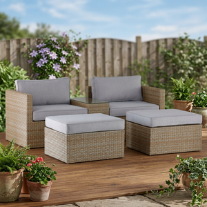 Modern Design 5-Piece Outdoor Gym Sofa Set with Side <b>Table</b> and Rattan- Chairs - Product Image 4