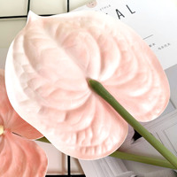 Fleurs d'Anthurium Artificielles en Plastique de Haute Qualité, Grandes, Effet Réel, Géantes, pour Décoration de Maison, Mariage, Saint-Valentin, Fête, Table