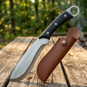 Cuchillo de Caza con Hoja de Acero Inoxidable, Mango de Resina, Funda de Cuero, para Mano Derecha, 6-7.9 Pulgadas, Acabado Pulido, Moderno - Product Image 2