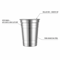 Gobelet en acier inoxydable 304 de qualité alimentaire, empilable, pour l'extérieur, réutilisable, pour le camping, les voyages et les fêtes