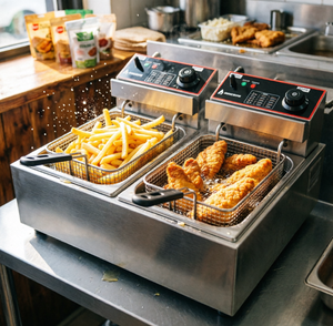 <span class=keywords><strong>Friteuse</strong></span> électrique professionnelle en acier inoxydable avec deux cuves de <span class=keywords><strong>10</strong></span> L et protection contre la surchauffe pour restaurant - Product Image 6