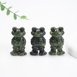 Venta al por mayor de adornos de rana de jade natural Xiu, tallado artesanal de cristal, piedra curativa, decoración para el hogar, regalo - Product Image 3