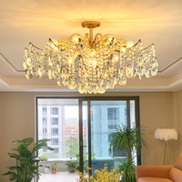 Lustre en cristal de style américain de luxe, luminaire suspendu créatif pour chambre à coucher, salle à manger et salon