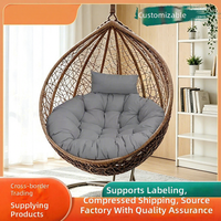 Coussin épais pour chaise suspendue ronde avec appui-tête, imperméable, pour mobilier de jardin et de terrasse