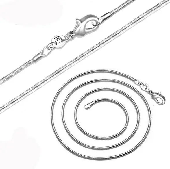1 мм Лидер продаж ожерелье из серебра 925 пробы в виде змеи