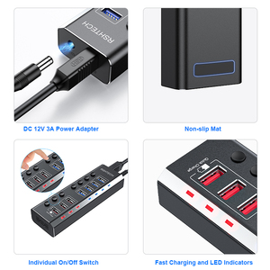 <span class=keywords><strong>RSHTECH</strong></span> Hub USB 3.0 con Fuente de Alimentación de 36W, Carga Rápida QC, Transferencia de Datos, 7 Puertos, Hub USB con Alimentación para Laptop, PC, MacBook - Product Image 6
