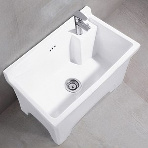 Évier à linge rectangulaire profond en céramique sur pied Aivijia avec robinet pour balcon - Product Image 3