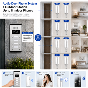 Système d'<span class=keywords><strong>interphone</strong></span> audio 2 fils avec 8 combinés, contrôle d'accès et antivol pour appartements - Product Image 2