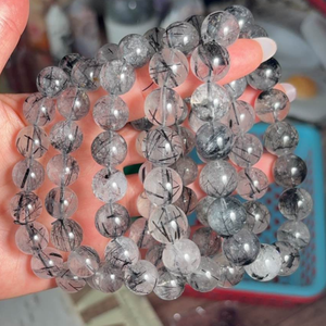 Pulsera de <span class=keywords><strong>Turmalina</strong></span> <span class=keywords><strong>Negra</strong></span> Natural en Cuarzo Ying Lai, Cristal Pulido, Energía Curativa, Pulsera Coleccionable - Product Image 4