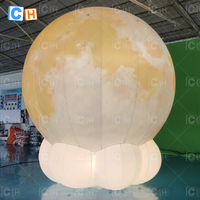 Ballon gonflable en forme de lune avec éclairage LED, modèle gonflable planétaire pour les expositions, les événements et la publicité