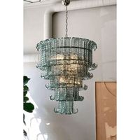 Lustre moderne élégant rond en cristal LED blanc chaud suspendu réglable en hauteur Solution d'éclairage pour installation de projet