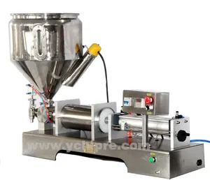 Safe Heating Chocolate Honey Cream Hot Juice Sauce Jam Filler Paste Filling Machine,Pneumatic Piston Filler With Heating Hopper