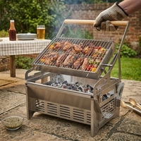 Barbecue Coréen Moderne d'Extérieur Commercial Portable Rotatif Sans Fumée au Charbon de Bois en Acier Inoxydable 304