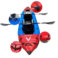 Kayak gonflable de pêche biplace Solar Marine, option surf, avec pagaies en aluminium, pompe et plancher gonflable.