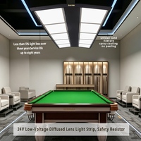 Suspension LED linéaire rectangulaire personnalisée 6500K en acier noir pour projet de salle de billard