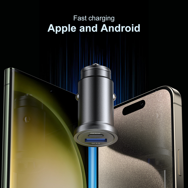 New Arrivals 30W USB-C Aluminum Alloy Car Charger with Fast Charging 5V/3A Trending Products