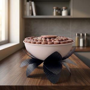Cuenco Decorativo de Metal de Lujo con Base en Forma de Pétalo para Servir Frutos Secos, Dulces y Bocadillos, y como Elegante Decoración para la Mesa del Hogar - Product Image 2