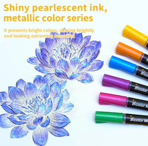 KHY Fırça Uçlu Metalik Simli Boya Kalemi Floresan Akrilik Marker Kalem Özel Flaş Kalem Kaligrafi Boyama için Öğrenciler için - Product Image 3